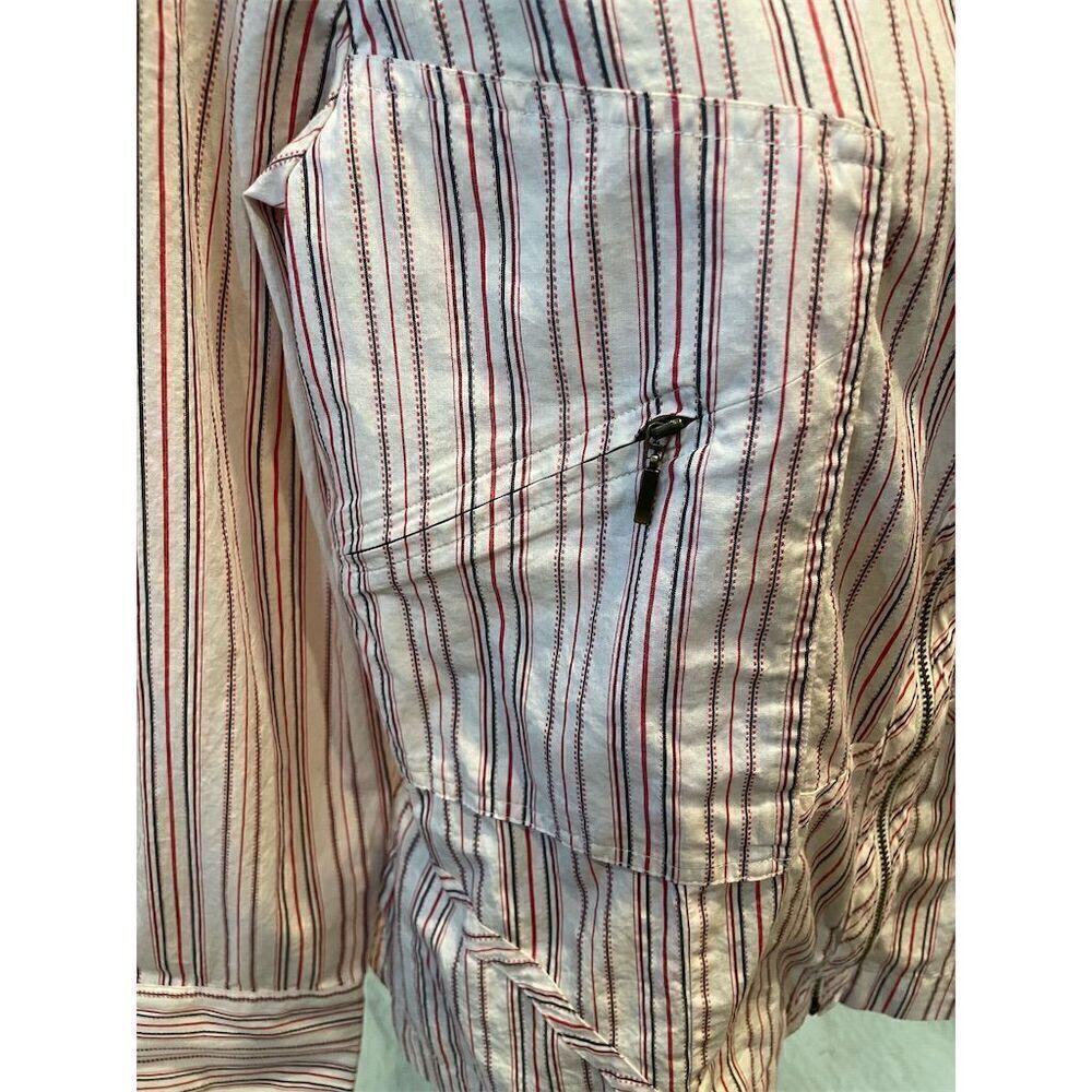 *3/$15 Bandolino Women's Striped Zippered Blouse Multicolor Size L Casual - Picture 4 of 11